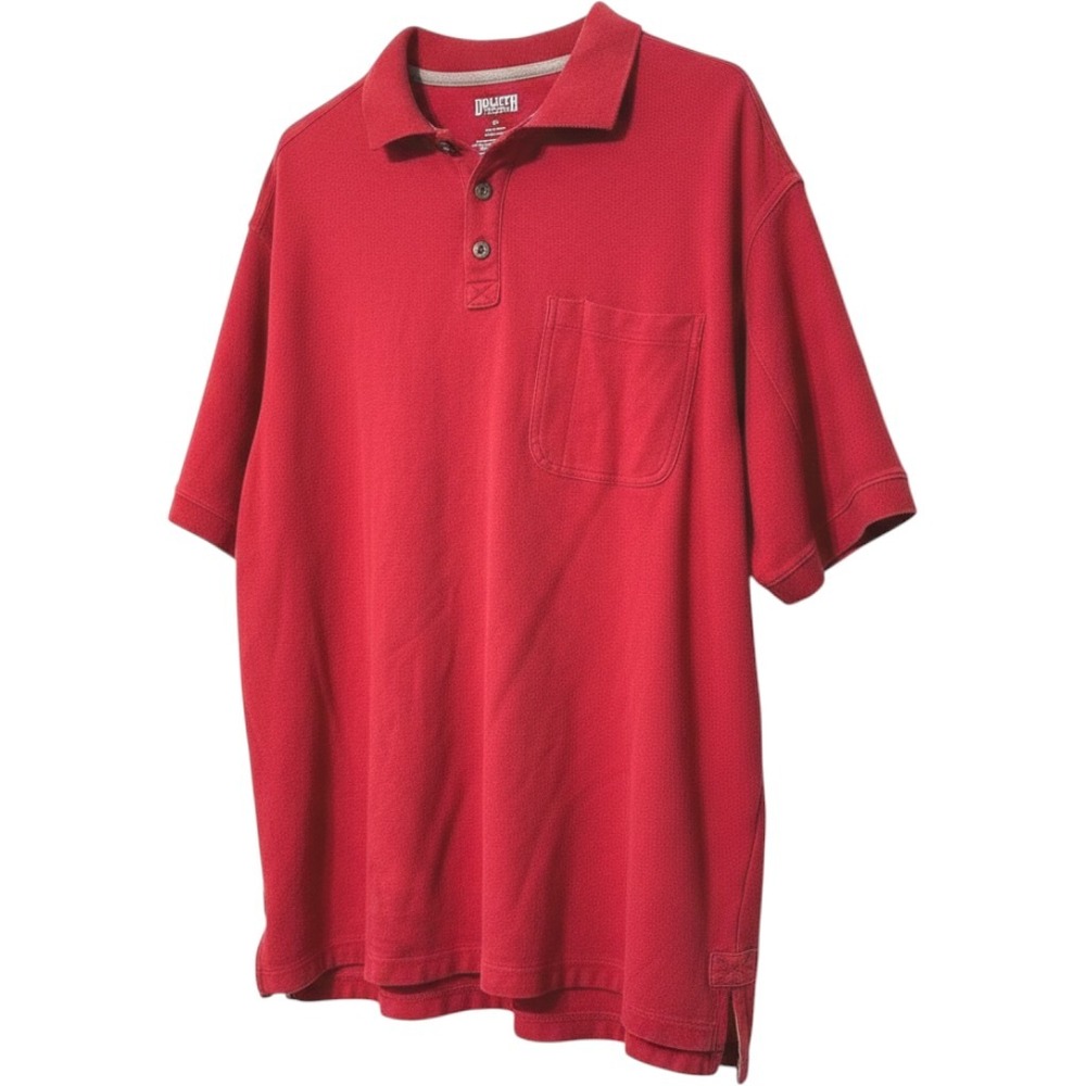 Duluth Trading Co Polo Shirt Mens XL Red Cotton Pique Short Sleeve Pocket Gusset